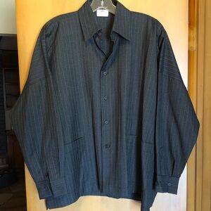 eskandar Neiman Marcus Charcoal Pinstripe Wool/cashmere top with moth hole Sz 0